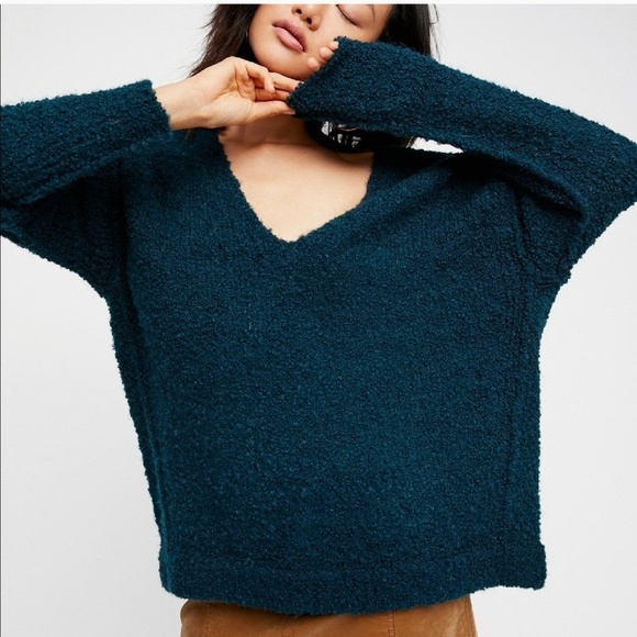 Free People Sweaters - Free People Dark Turquoise Lofty V-Neck Sweater